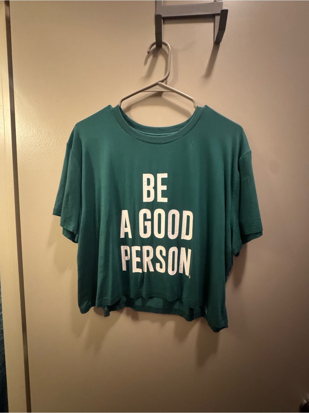 Graphic Crop Tee with 'Be A Good Person' - Teal